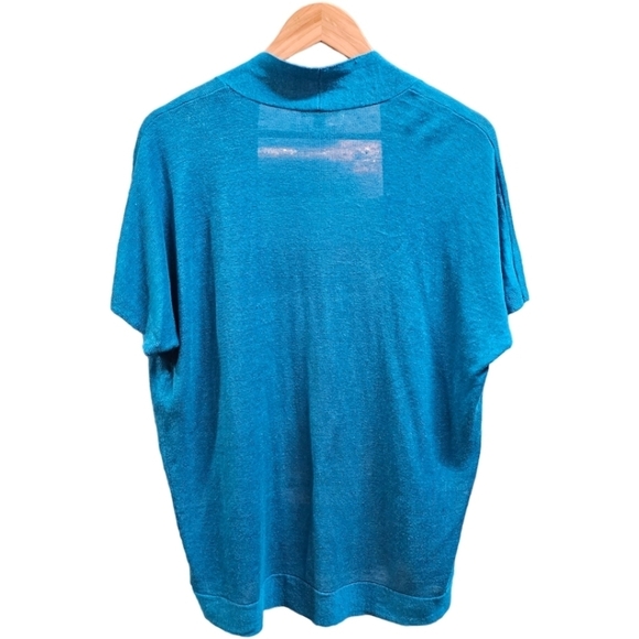 Eileen Fisher Linen Open Front Short Sleeve Cardigan XS Oversized Minimalist - Picture 5 of 7